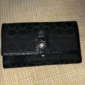 Coach Wallet. Black outside and blue inside